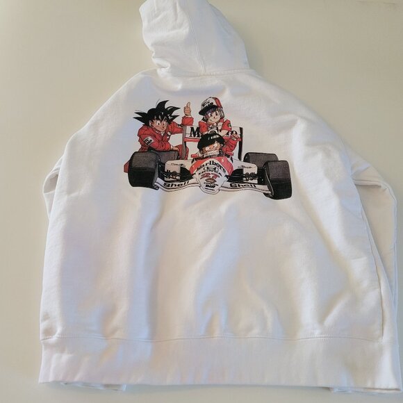 Dragon Ball Z F1 Marlboro Honda McLaren Goku White Hoodie Size 2XL High St - Picture 1 of 12